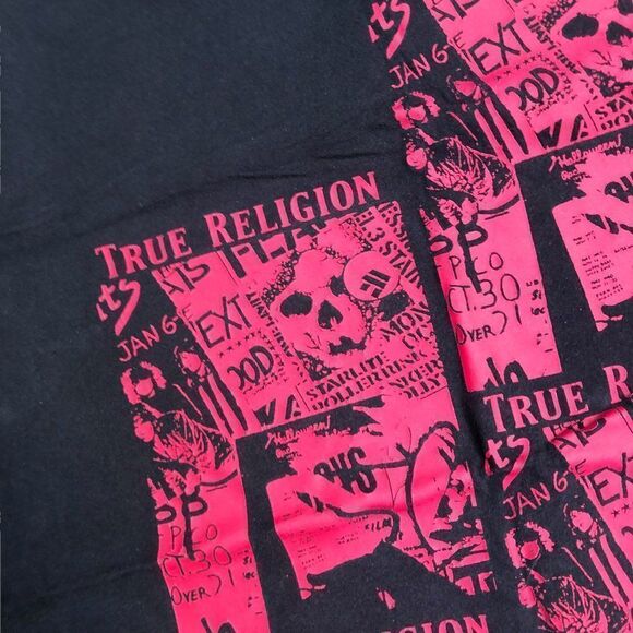 TRUE Religion T Shirt SS HS Printed Fashion BIG LOGO Large - Picture 4 of 5